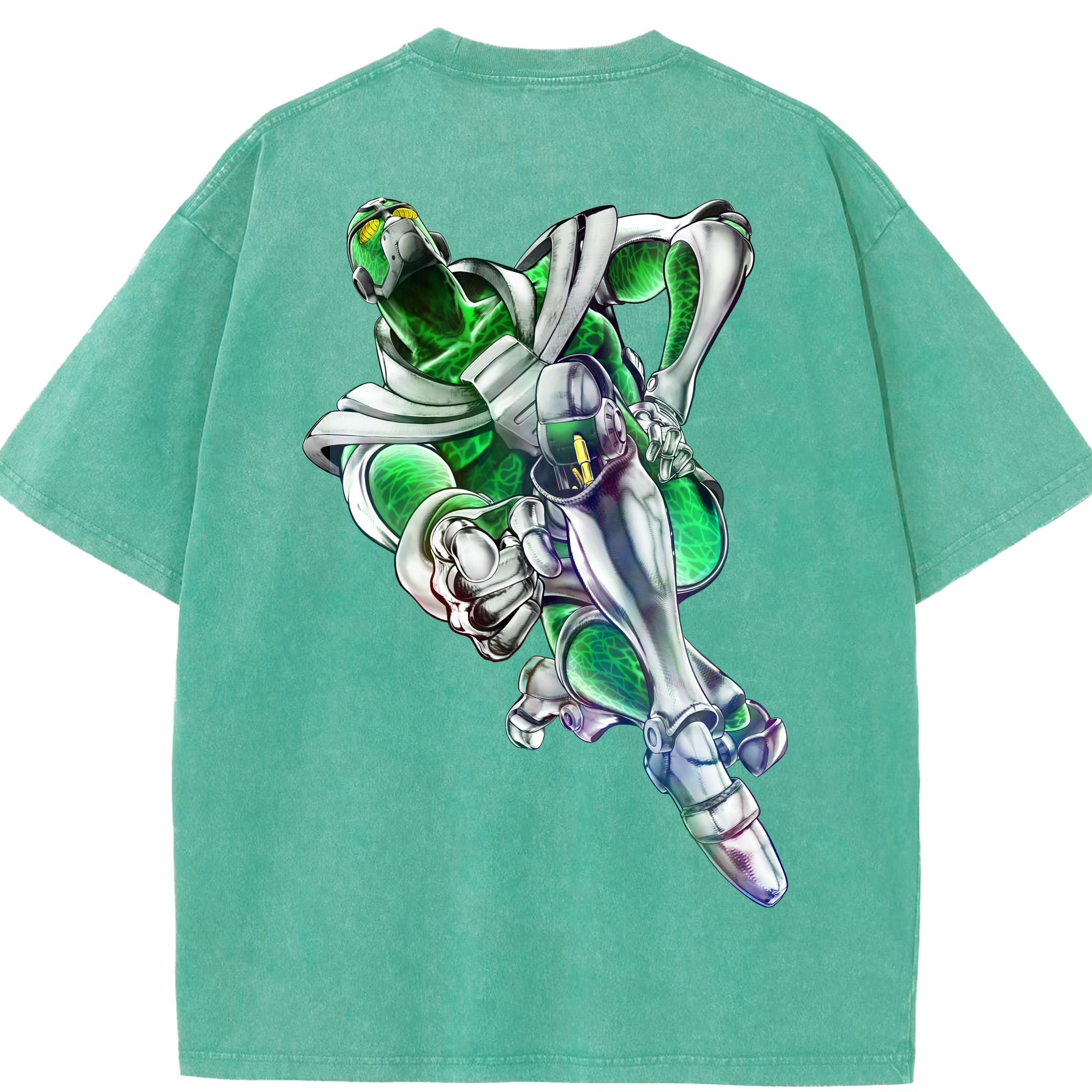 （画像用） ジョジョの奇妙な冒険 花京院 典明（かきょういん のりあき） JoJo's Bizarre Adventure Kakyoin Noriaki 綿100% ヴィンテージ風 半袖Tシャツ（背面プリント）